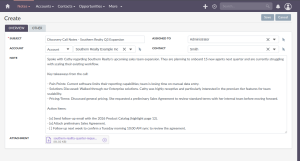 SuiteCRM 8.10 Note record showing subject, note body, and file attachment